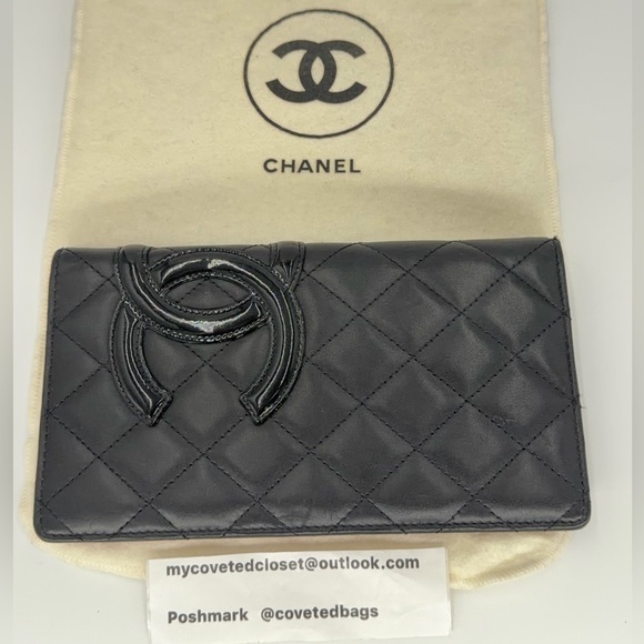 CHANEL Cambon Quilted Checkbook Wallet w/Bright Pink Interior and Entrupy COA - Picture 2 of 15